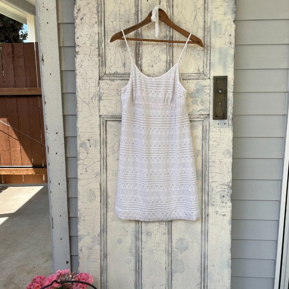 Vintage Veronica De Laurentiis Lacey White Mini Dress (Large) - Picture 2 of 12